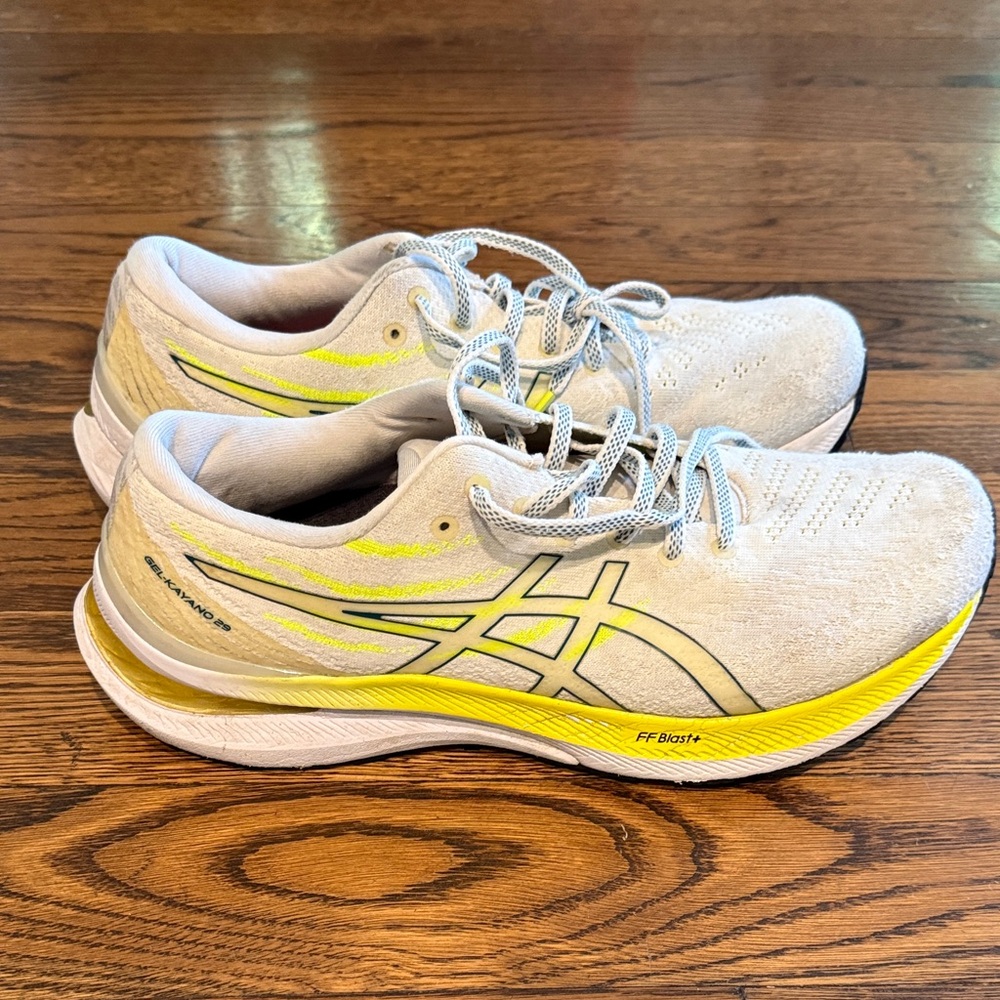 Asics White and Yellow Athletic Sneakers
